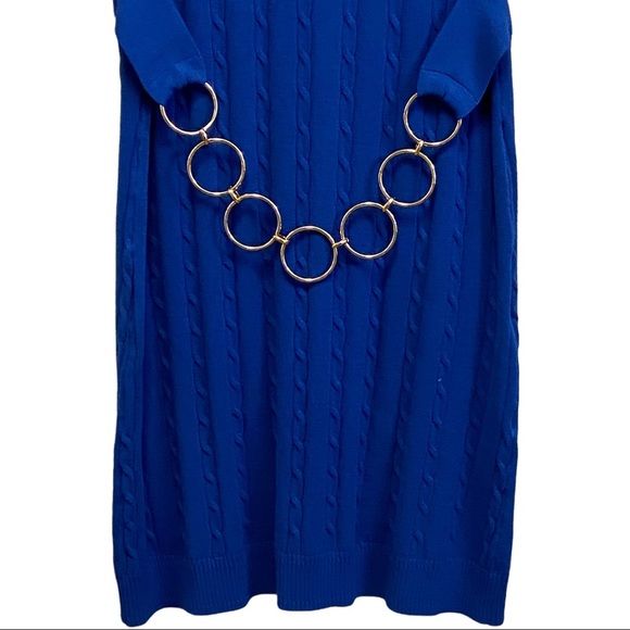 Milly of New York Medium Cerulean Blue Scoop Neck Cap Sleeves Sweater Dress 4636 - Picture 2 of 9